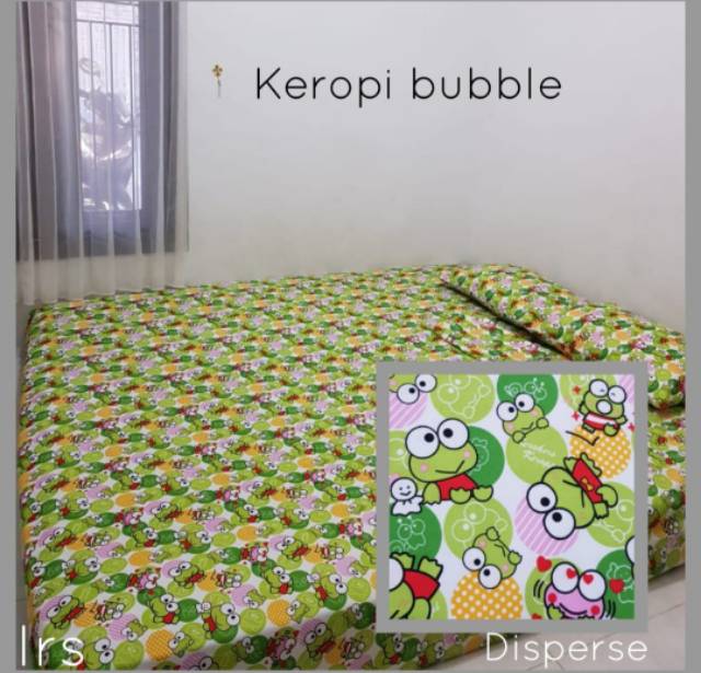 Sprei homemade termurah singing keropi jf blue lol pooh