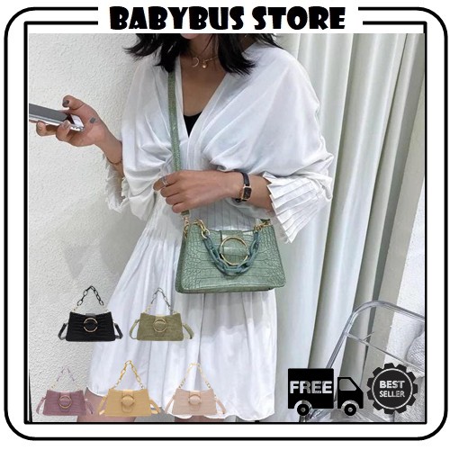 BBS 307-92 Tas Selempang Wanita Motif Besi Kualitas Import Tali Rantai Tas Fashion Wanita