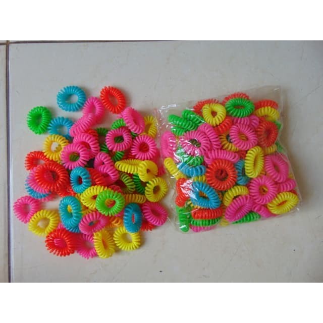 Ikat Rambut Spiral Warna Warni Bahan Plastik 1 Pcs