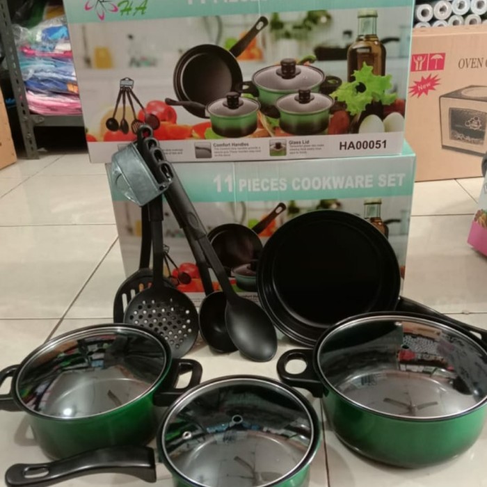 Panci Penggorengan Set cookware 11 pcs- soup pot, souce pan, fry pan,
