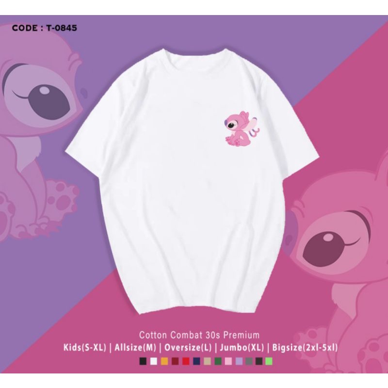 KAOS KATUN LUCU LIL STITICH PINK SIDE