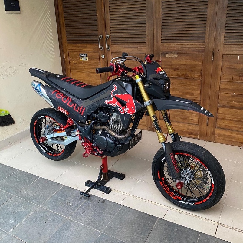 Decal CRF150L Hitam Doff Redbull Custom Nama dan Nomor