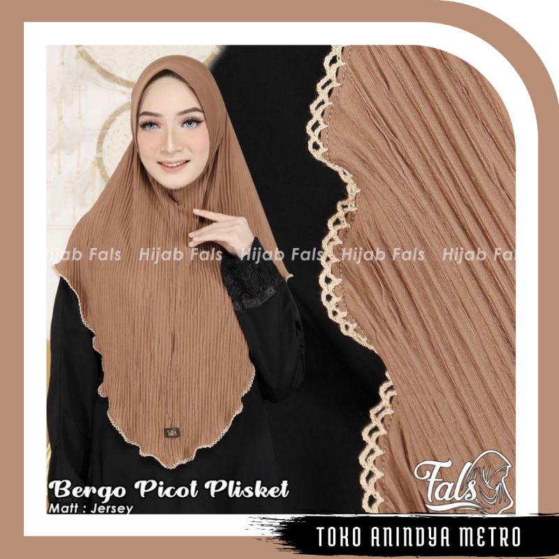 Hijab Instan Bergo Jersey Plisket Picot