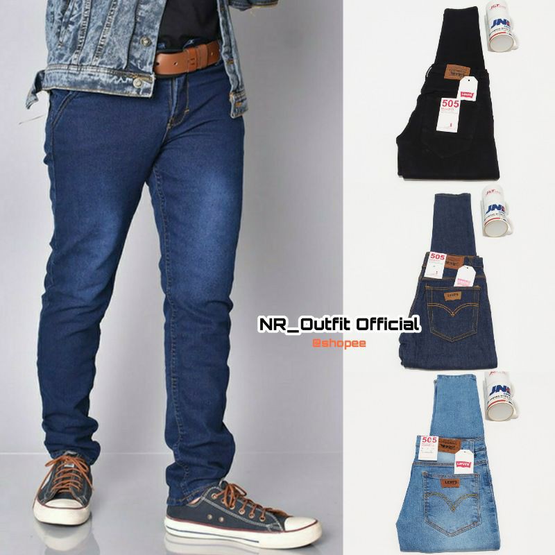 Celana Jeans Panjang Pria Slim Fit Stretch Cowok Bahan Melar Karet Size 27-38 NR_Outfit Official COD