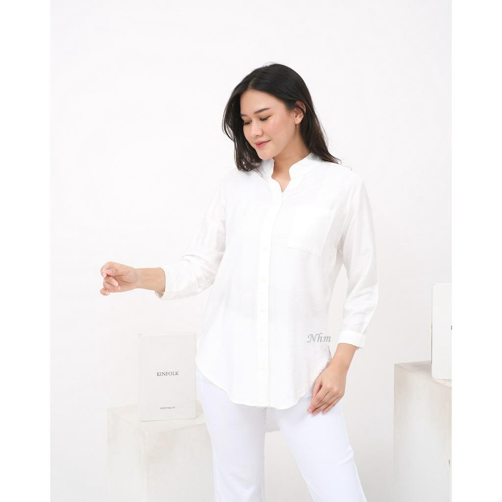 Nhm Kemeja Kerah Shanghai Wanita Polos Polo Linen