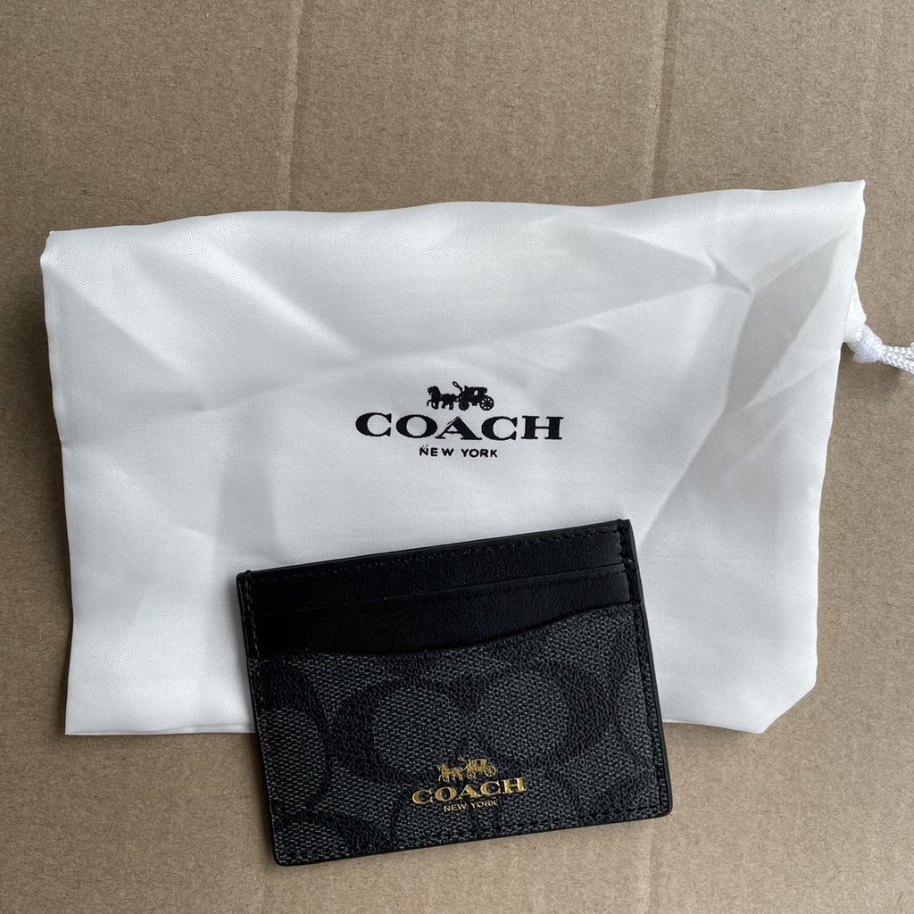 dompet kecil COACH Card Holder Card Case In Signature Canvas Logo Original