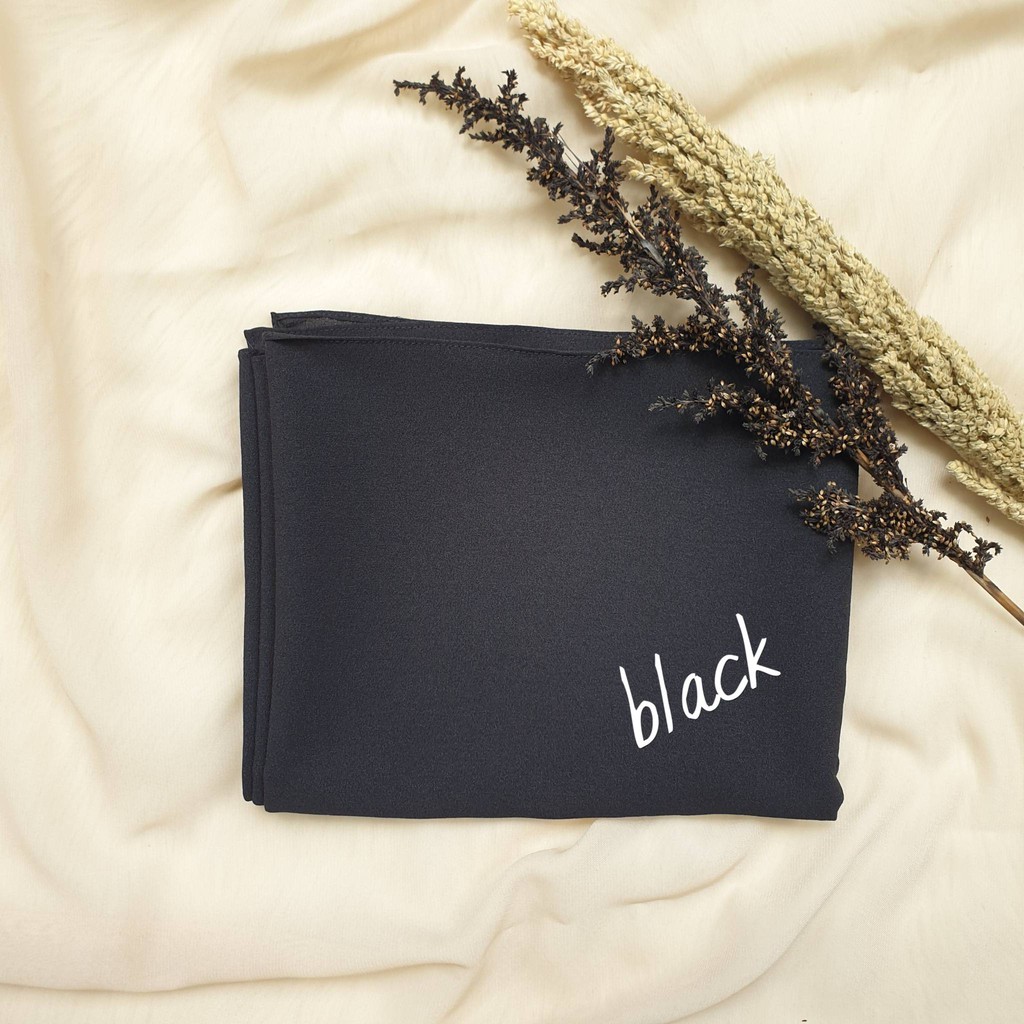 PROMO CUCI GUDANG Pashmina Diamond Stretch Italiano Ukuran 75x175 cm-Black