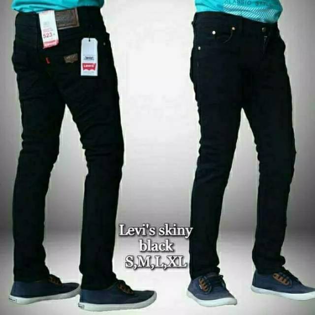 Bisa Pembayaran COD Celana Jeans Skinny Cowok / Jeans Pensil Bioblitz , Biowash , Hitam , Blueblack