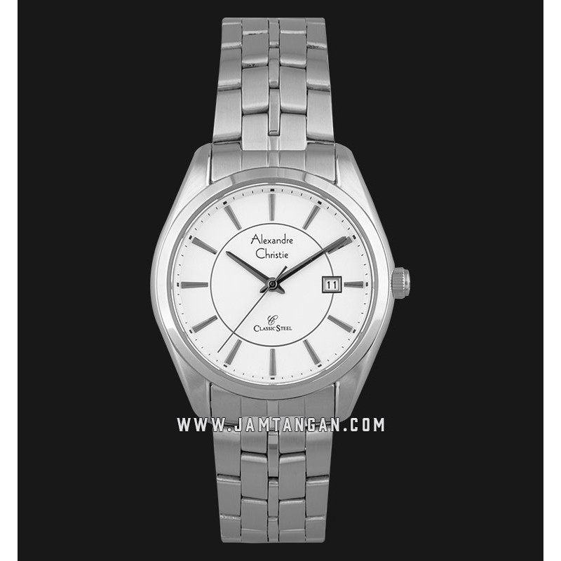 Alexandre Christie AC 8579 LD BSSSL Classic Steel Ladies White Dial Stainless Steel