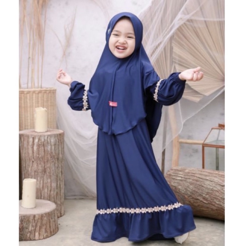 GAMIS ANAK JELITA/RENDA KUPU+JILBAB jersey  1-12thn