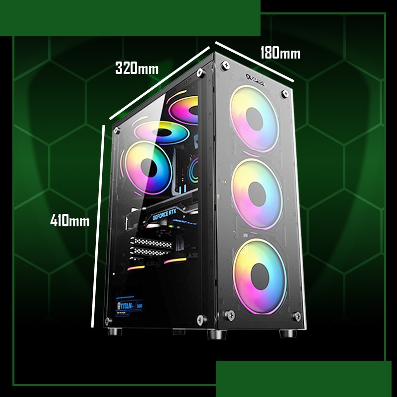 Casing Raptor Black Strike 1652 Free 3 Fan RGB ATX