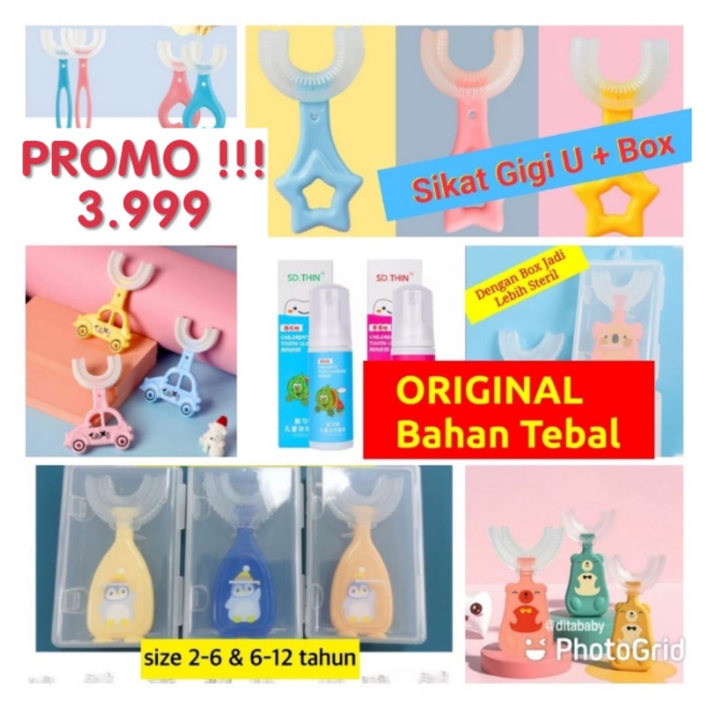 SIZE 2-6 TAHUN DAN 6-12 TAHUN SIKAT GIGI U SIKAT GIGI SILICON ANAK BENTUK U | PASTA GIGI MOUSSE ODOL SILICONE TYPE U 360°  SIKAT GIGI ANAK U SIKAT GIGI ORAL PEMBERSIH MULUT SIKAT GIGI ANAK U ​Sikat Gigi Bentuk U Bahan Silikon Untuk Bayi 2-12 Tahun sikat