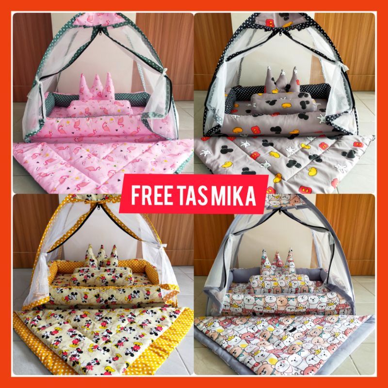 1 Set Kasur Kelambu Bayi Model Tenda Ukuran Besar Kelambu Bisa Di Lepas Gratis Tas Mika