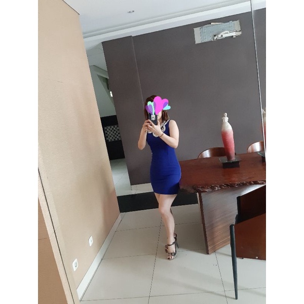 Preloved dress biru elektrik