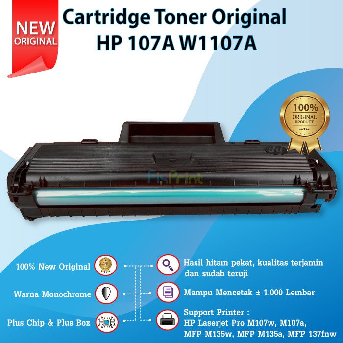 Cartridge Toner Original HP 107A W1107A Printer Laserjet Pro M107w M107a MFP M135w M135a M137fnw