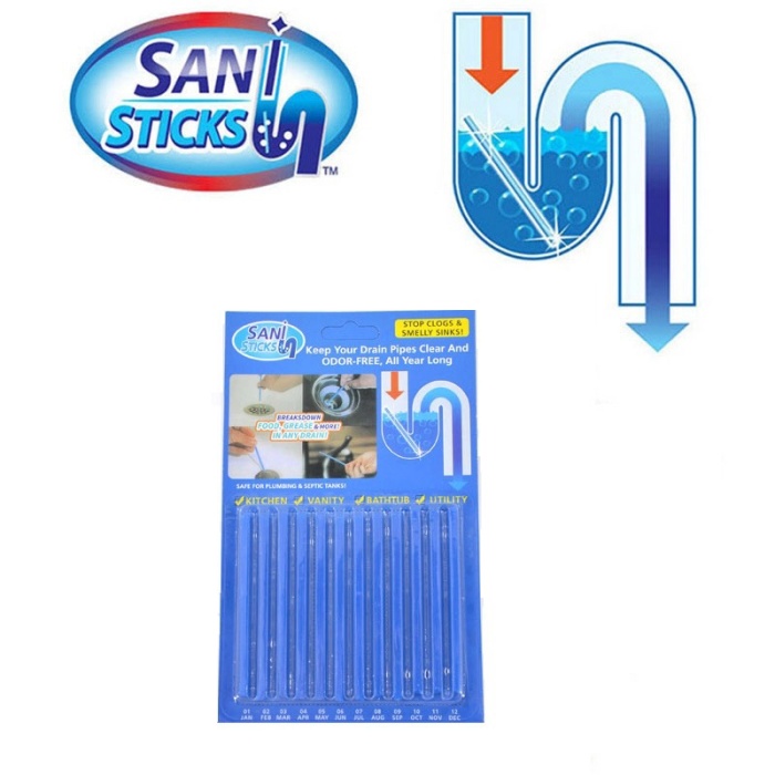 Sani Stick Anti Sumbat Stik Drain Pembersih Pewangi Wastafel Saluran Pipa Air Bau Mampet Toilet Sani Sticks