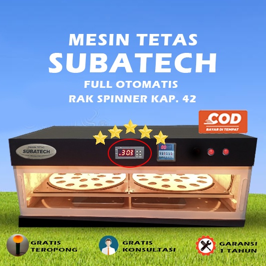 SUBATECH Mesin Tetas Telur Full Otomatis Kap.42 Rak Spinner Penetas Telur Otomatis MTFORS42