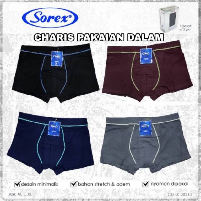 CUCI GUDANG BOXER SOREX PRIA BAHAN KATUN ISI 2 SOREX 38213