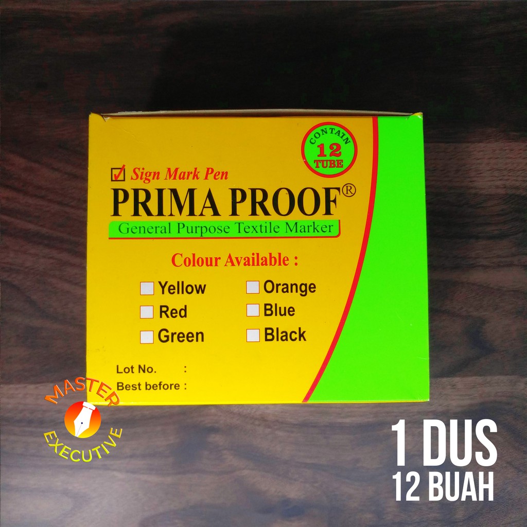 [Dus - 12 Buah] Prima Proof Mark Pen Yellow / Spidol Kain Kuning