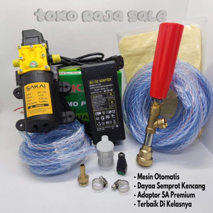Diskon PAKET LENGKAP POMPA AIR DC 12V SAKAI - CUCI STEAM MOTOR AC JET WASH Berkualitas