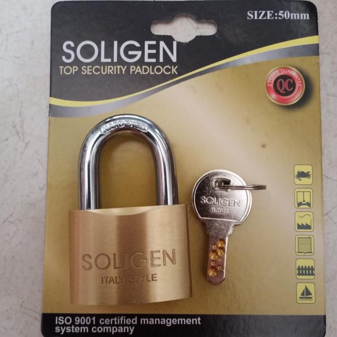 Gembok Soligen 50MM pendek Kuningan