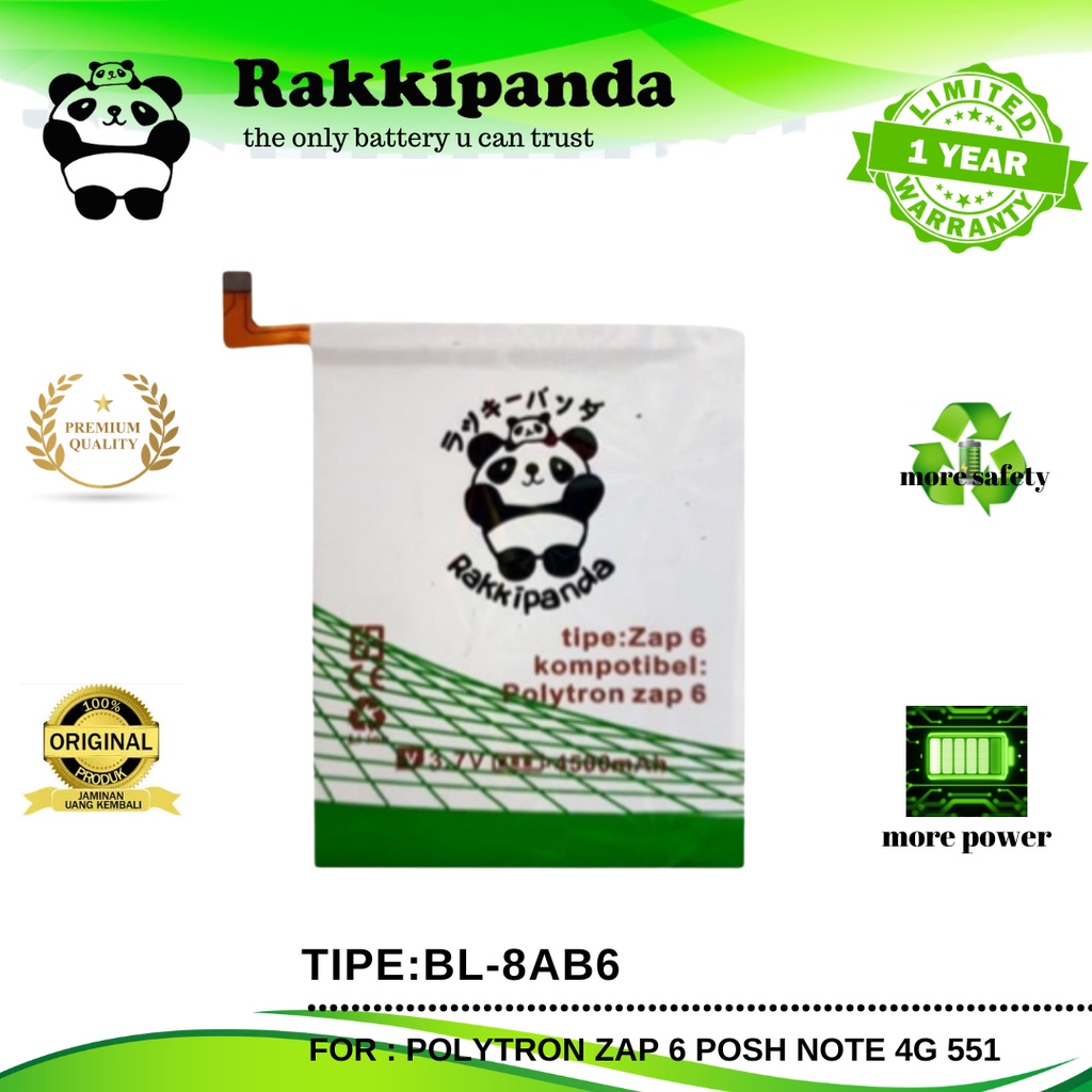 R/K- RakkiPanda - BL-8AB6 BL 8AB6 BL8AB6 Polytron Zap 6 Posh Note 4G 551 Batre Batrai Baterai