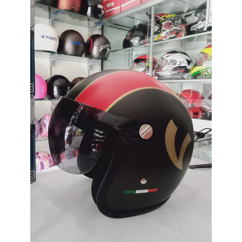 HELM VESPA warna  HITAM DOFF  Shopee Indonesia