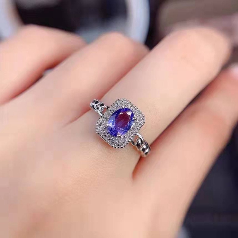 Cincin Wanita Desain Geometri Hias Cubic Zircon AAA Ungu Untuk Pernikahan