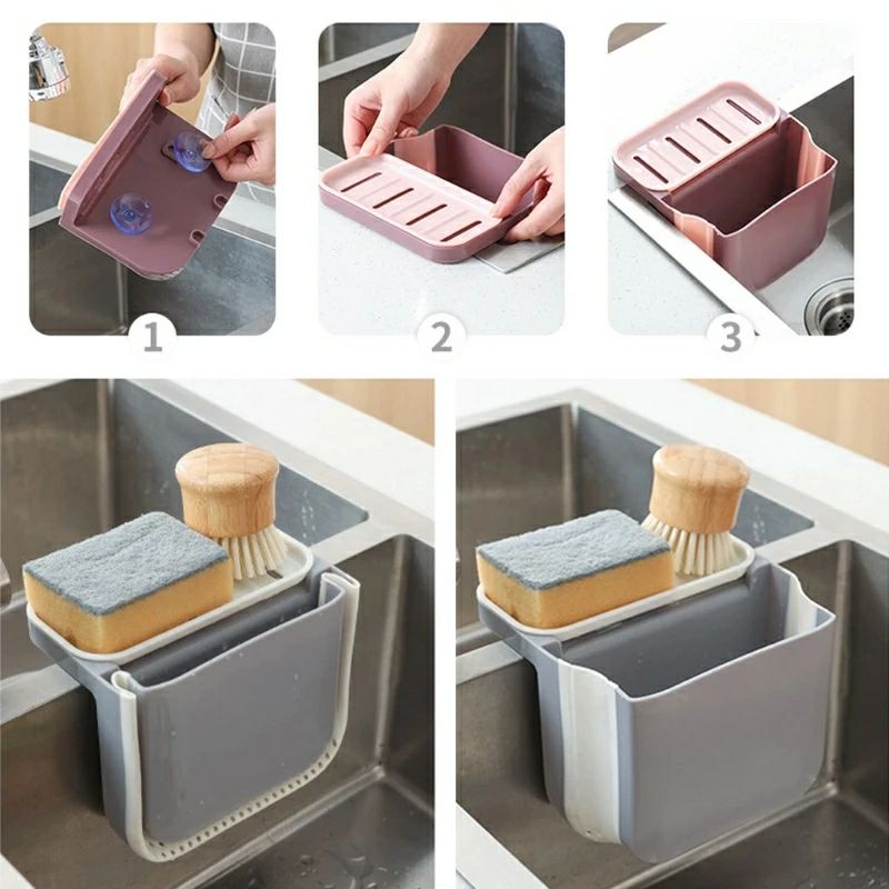 Storage sampah sponge sikat wastafel/Foldable soap sponge sink drain holder