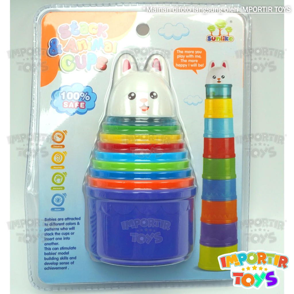 Mainan Edukasi Bayi Balok STACK &amp; ANIMAL CUPS IMPORTIR TOYS QUALITY (SNI)