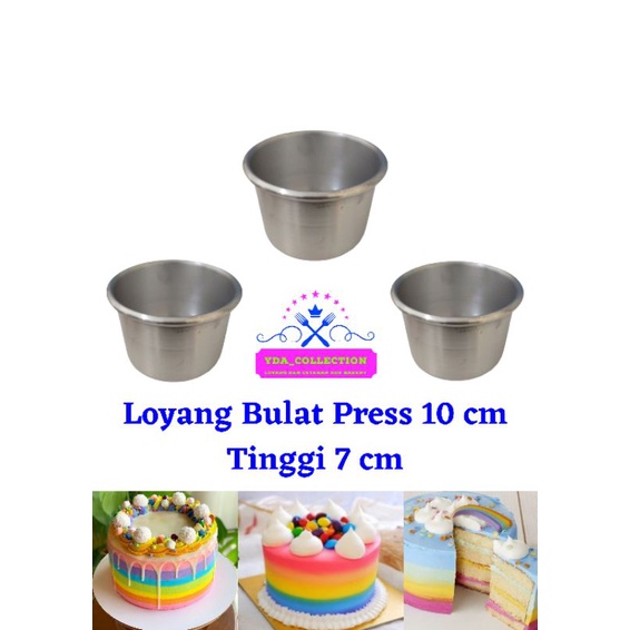 Loyang bulat press mini ukuran 8,9,10cm tinggi 7cm / loyang bolu / loyang bulat / loyang bulat press