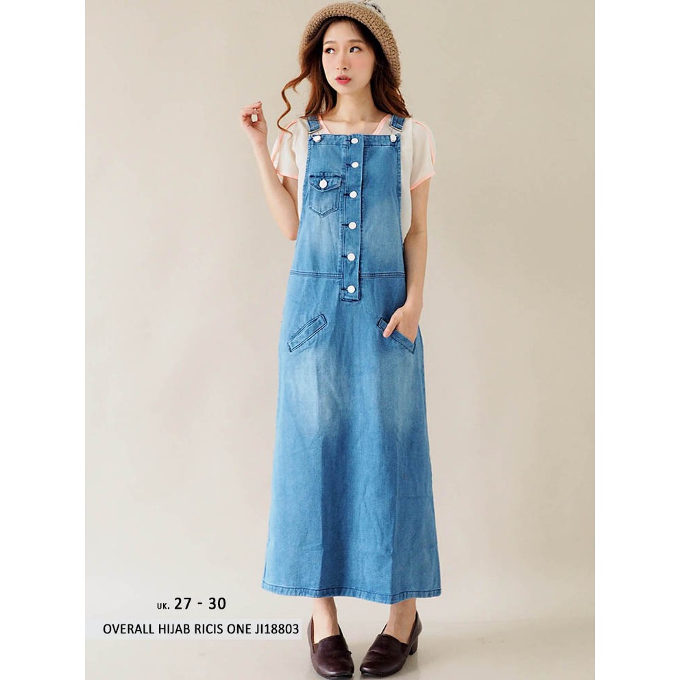 (BARU) Overall Maxi Dress Gamis - .Overall Hijab Ricis ONE JI18803 Ancien Store
