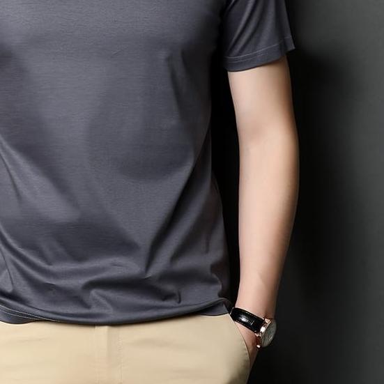 ✴ HZ/BAJU KAOS KERAH V/KAOS PRIA POLOS BAHAN SPANDEX TEBAL/REAL PICT/BISA ☛