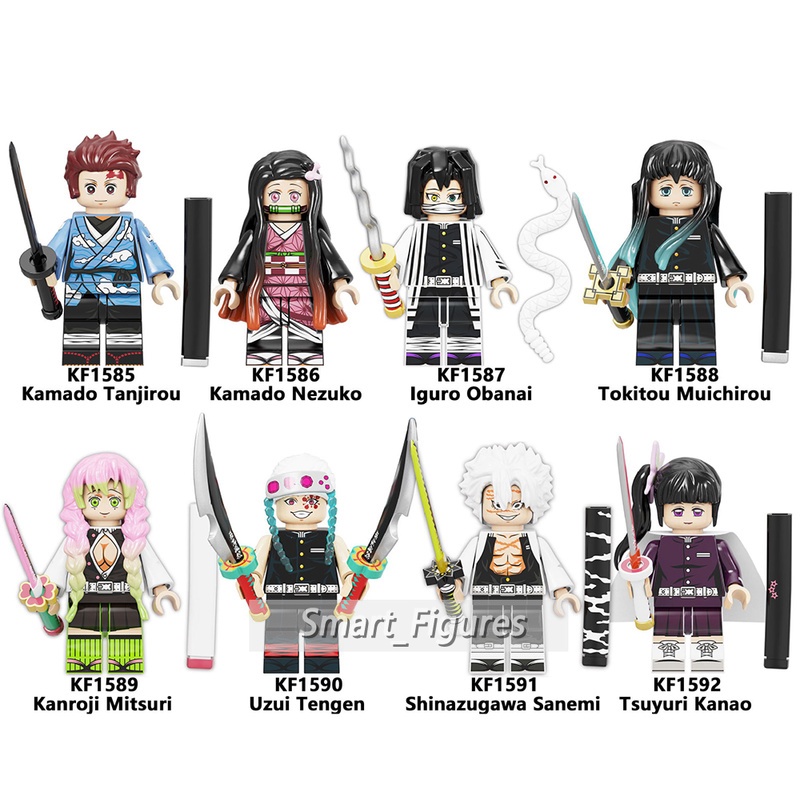 Mainan Action Figure Demon Slayer Minifigures Tokitou Muichirou Tsuyuri Kanao Uzui Tengen KF6146