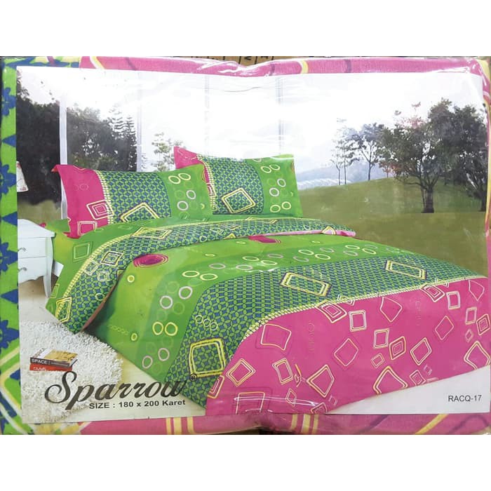 Sprei Sprai Sepray Seprei Seprey Murah RACQ17 Motif Batik Hijau Pink