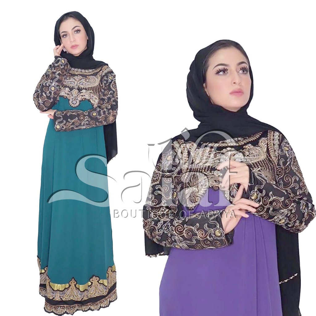 TERBARU Gamis Abaya Arab Hitam Bahan Jet Black Saudi Elegant Mewah