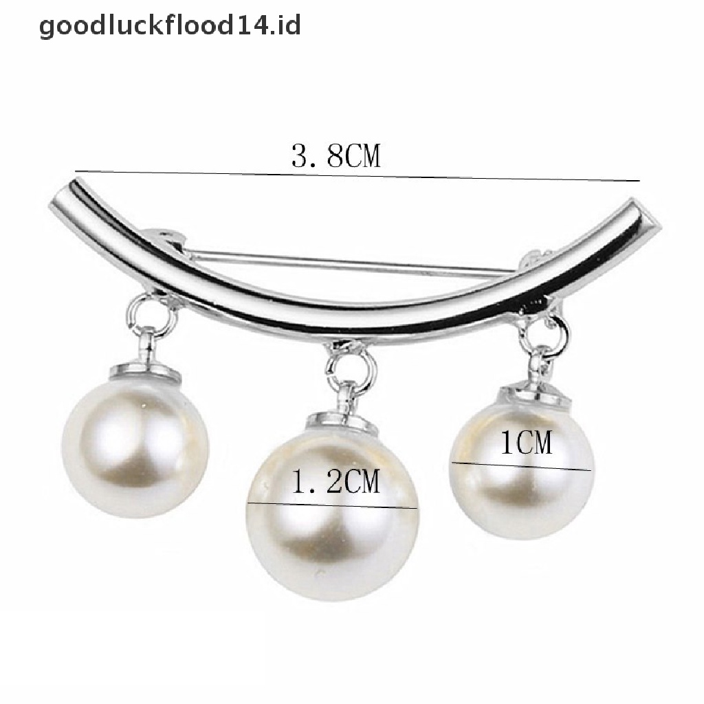 [OOID] Fashion Pearl Fixed Strap Charm Safety Pin Brooch Sweater Cardigan Clip Chain ID