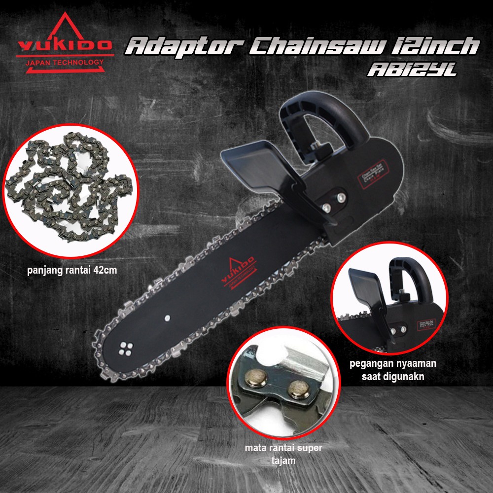 SAHABAT PERKAKAS 88 - YUKIDO AB-12YL Mini Electric Chain Saw - Adapter Chainsaw Gergaji Kayu mesin Gerinda 100mm
