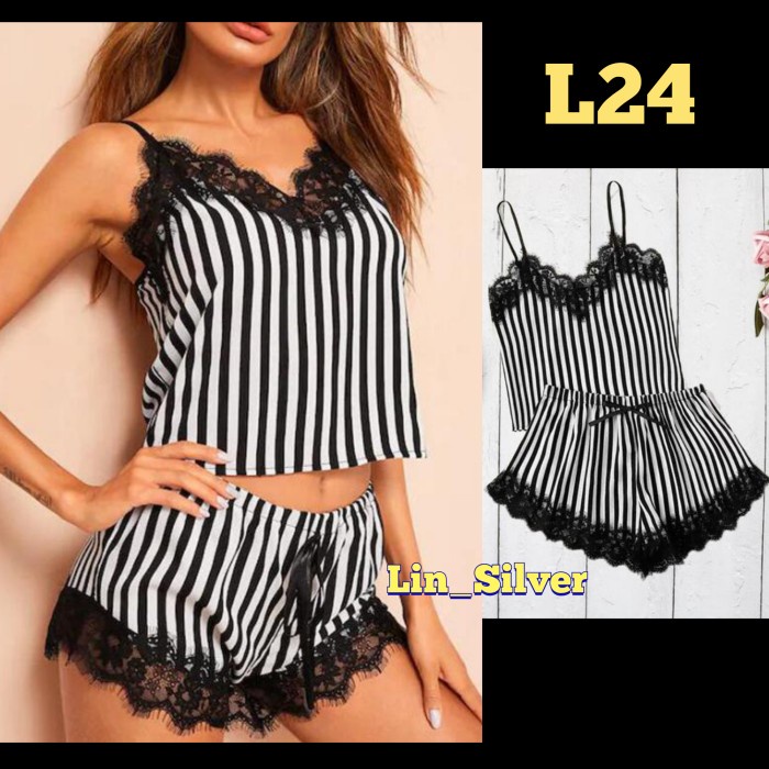 Setelan Baju Tidur Satin Premium Wanita Cantik Seksi Jumbo M L Xl #98