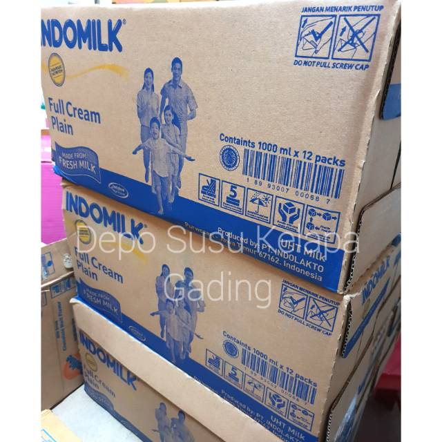 indomilk Susu UHT (12X950ml) Full Cream Plain | Indo Milk