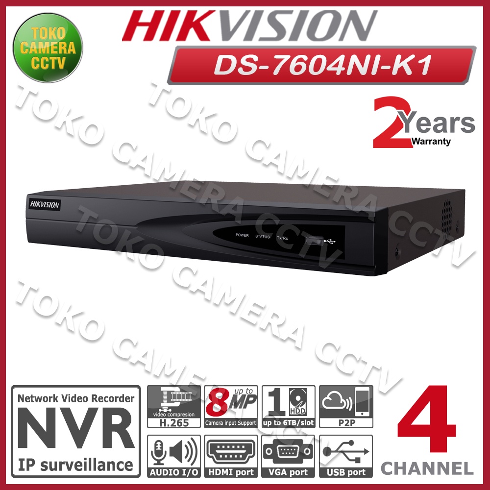 NVR HIKVISION 4 CHANNEL DS-7604NI-K1 NVR 4CH HIKVISION