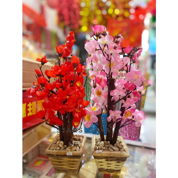 Hiasan Meja - Hiasan Bunga Artificial, Bunga Mei Hua, Dekorasi Imlek, Bunga Meja