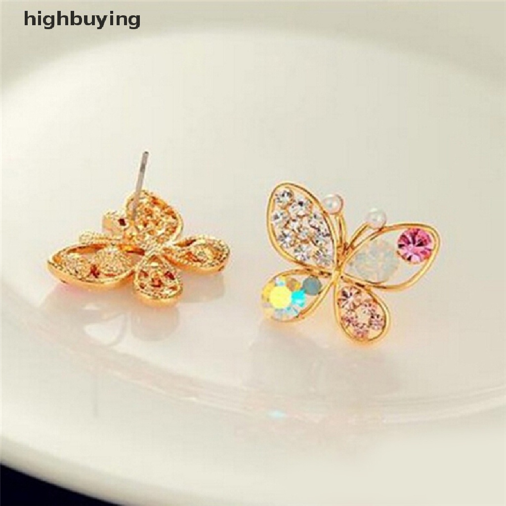 Hbid Anting Tusuk Model Kupu-Kupu Hollow Dengan Kristal Berlian Imitasi Untuk Wanita