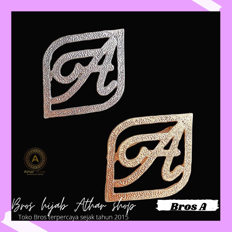 Bros B/bross signature branded /brooch button/Bros hijab buttonscarves Athar shop scarves murah-Bros A polos silver