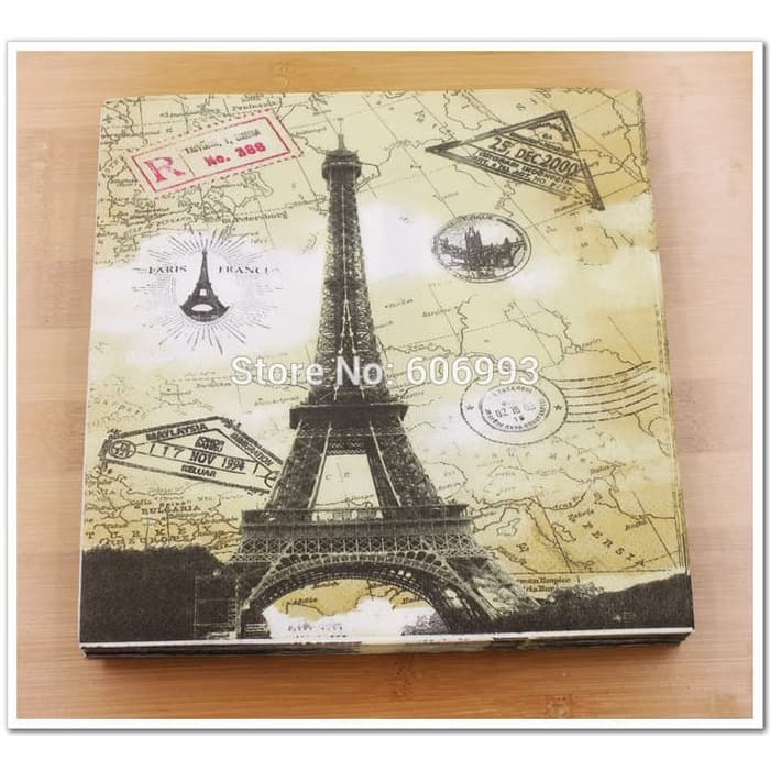 Decoupage Napkin - Tissue Decoupage 2Ply CT-Paris Eifel on Map