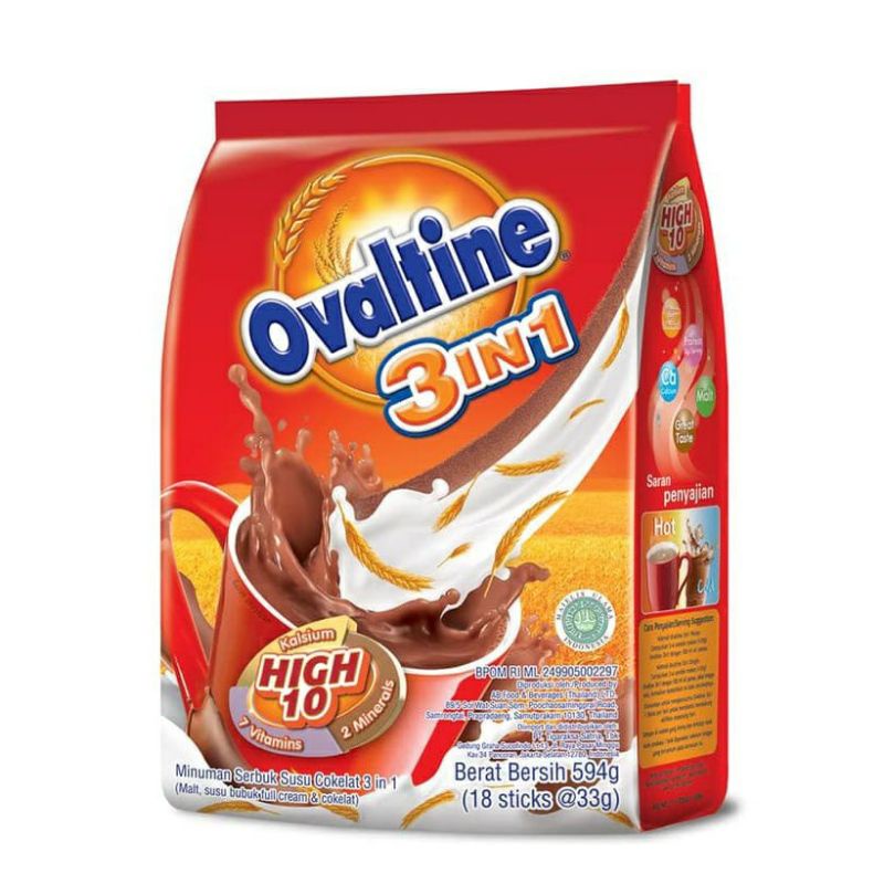 

Ovaltine 3in1 Malt 18 stick 594gr/ ovaltine 3 in 1 18 stik 594gram / Cold Crunchy 18 stick / 18sachet