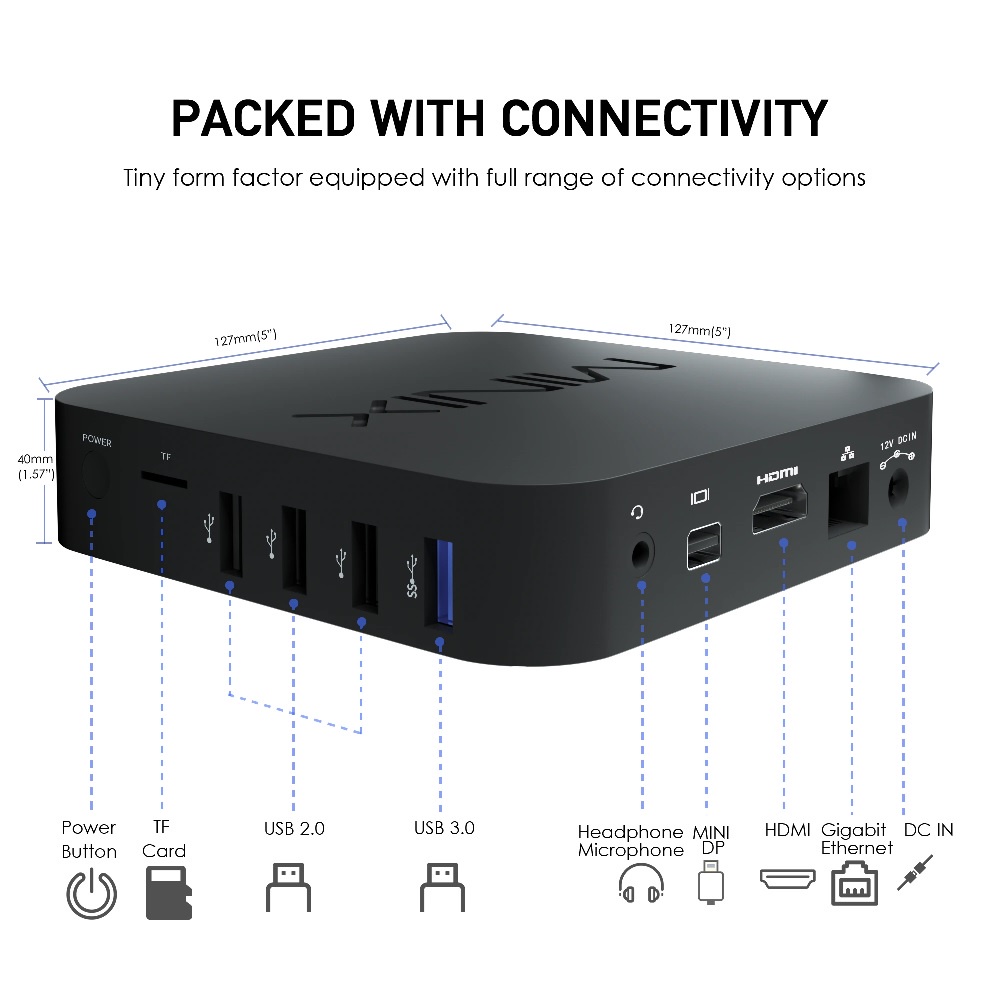 AKN88 - MINIX NEO Z83-4 MAX - Mini PC Win 10 - Intel Z8350 RAM 4GB eMMC 128GB