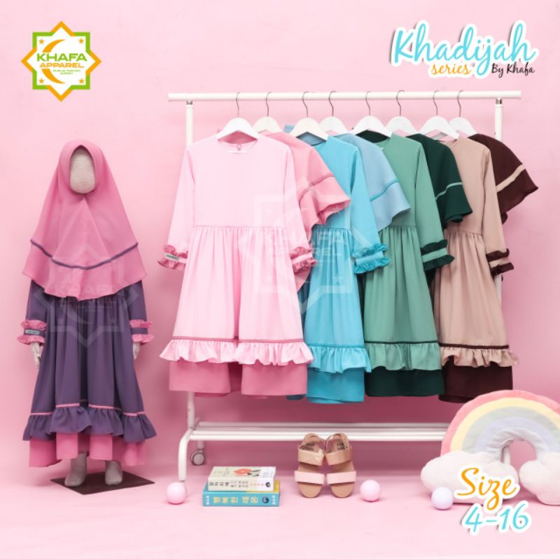 gamis anak khafa khadijah set kerudung jilbab kids & junior baju muslim anak set jilbab