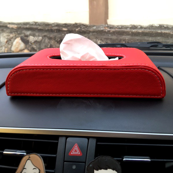 Kotak Tempat Tisu Mobil Car Dashboard Tissue Box Kulit Sintentis Bentuk D POLOS