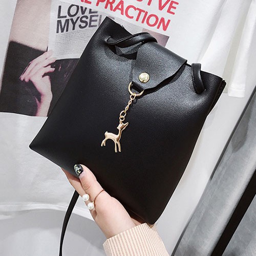 tas bahu wanita shoulder bag cewek kulit gantungan rusa emas (3H4) bta378